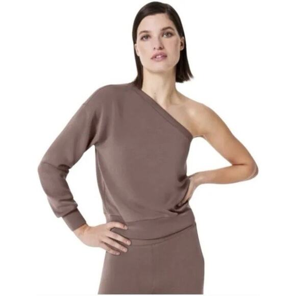 Spanx AirEssentials One Shoulder Sweatshirt in Smoke 1X - Picture 1 of 5